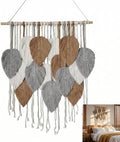 Jditngp Macrame Leaf Wall Hanging Boho Woven Tapestry,Vertical Large Wall Decor Tassels Grey brown Hand Woven Leaf Feather Pendants Nordic Wall Art for Bedroom Living Room Apartment 23.6" WX31.5 L by JditngpRoundBackdropCover