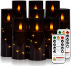 Raycare 9 Pcs Black Halloween Flameless Pillar Candles with Remote Timer by Raycare