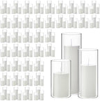 Shihanee 240 Pcs Pillar Candles & Glass Cylinder Holders Set,White by Shihanee