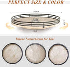 AMH 10-Inch Italian Travertine Lazy Susan with Black Metal Frame - Image 6