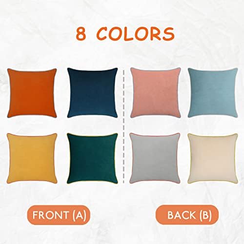 Velvet Throw Pillow Covers 18x18 Inch Set of 4 Decorative Velour Pillowcases Modern Double-Colored Cushion Covers for Sofa Couch, Cold - Image 7