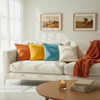 Mecatny Velvet Decorative Throw Pillow Covers 20x20 Set of 4 Orange/Yellow - Image 6