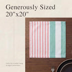 Urban Villa Cloth Napkins Cotton 20x20 (Set of 12) Ruby Green Stripes - Image 6