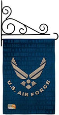 US Air Force Burlap Garden Flag - Set Wall Holder Armed Forces USAF United State American Military Veteran Retire Official - House Decoration Banner Small Yard Gift Double-Sided Imported 13 X 18.5 by Breeze+Decor