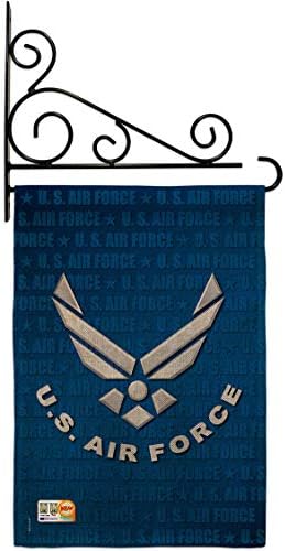 US Air Force Burlap Garden Flag - Set Wall Holder Armed Forces USAF United State American Military Veteran Retire Official - House Decoration Banner Small Yard Gift Double-Sided Imported 13 X 18.5 by Breeze+Decor