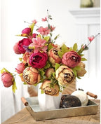 FiveSeasonStuff Tawny Brown Artificial Peony Bouquet Set of 2 - Image 3