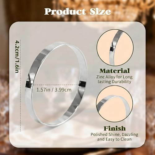 200 Pcs Silver Napkin Rings Bulk, Exquisite Round Napkin Ring Buckles, Suitable for Family Dinners, Weddings, Holiday Parties - Image 3