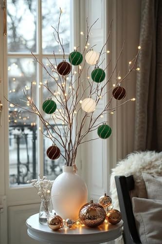 24PCS Velvet Christmas Ball Ornaments Set, 2.36" Shatterproof Baubles for Christmas Tree Decorations, Gold-Lined Hanging Baubles with Velvet Finish for Thanksgiving Holiday Party Décor, Multicolour - Image 5