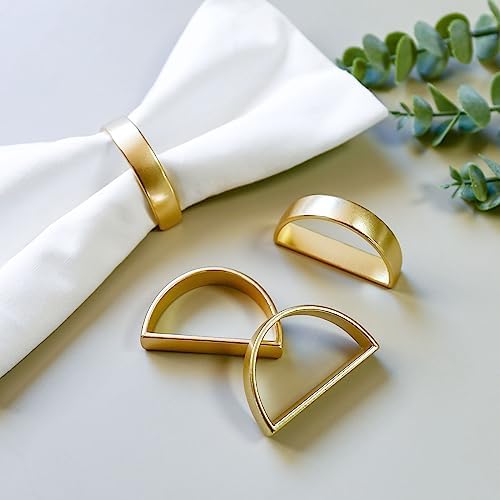 Cuff Brushed Gold Napkin Rings Set of 80, Modernist Napkin Ring Holder for Wedding, Banquet, Metallic Adornment for Table Settings, Glossy Serviette Buckles Decor - Image 5