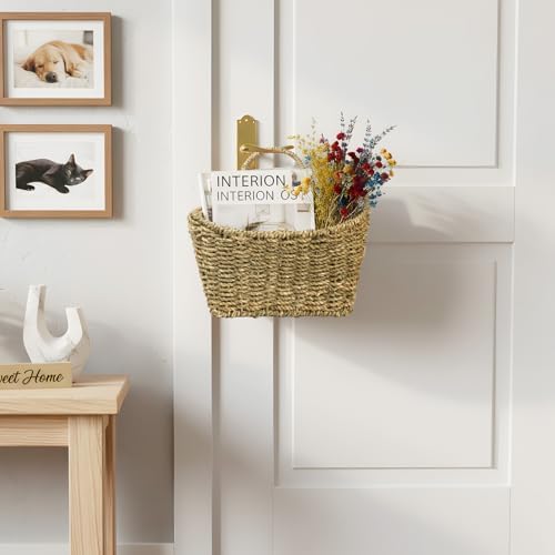 Hanging Wall Basket Handwoven Wicker Basket, Natural Seagrass - Image 7