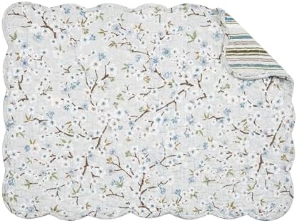 13" x 19" Serenity Quilted Vintage Floral Scalloped Spring Set of 6 - Image 2