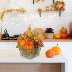 Artificial Pumpkins Fall Centerpiece for Table In Rustic Square Wooden Box - Image 6