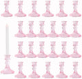Glass Candle Holders Set, Vintage Decorative Design,Elegant Table Candlesticks Set for Dining Room,Wedding, Spring Party, Romantic Dinner, Festival & Windowsill Decor (24, Light Pink, XZS) by Unknown