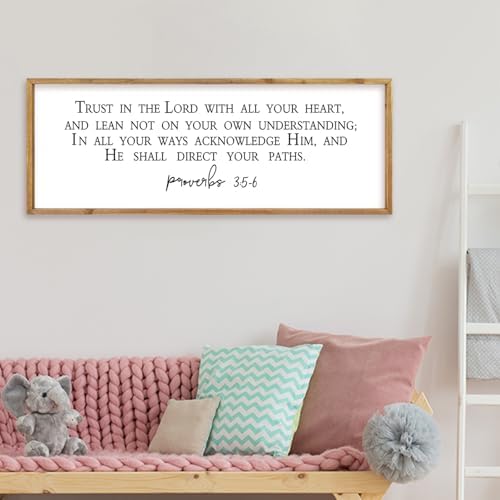 comurdyo Trust in the Lord With All Thine Heart Wall Decor 32"×12" Wood - Image 3
