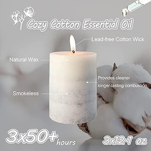 Gray Pillar Candles Cozy Cotton Scented Set of 3 Mottled 3 Layers Hand-Poured Classic Emergency Candle Aromatherapy Candles for Weddings, Home Decorations, Spa, Restaurant 3"X4" - Image 2
