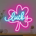 Lucky Clover Neon Sign for Girls Bedroom, Pink Aesthetic Dorm Room Decor by mllusxg