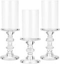 CHILL RECIPE Hurricane Candle Holder Glass Pillar Candle Holder Set of 3, Tall Big Wide Taper Candlestick Candle Holder with Chimney for Christmas Decoration Wedding Table Dinning Church Centerpiece by CHIILLRECIPE