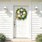 22 Inch Lemon Wreath for Front Door, Spring Summer Wreaths for Outside with Hydrangeas, Greenery and Burlap Bow, Artificial Citrus Floral Wreath for Farmhouse Porch Wall Window Kitchen Decor - Image 2