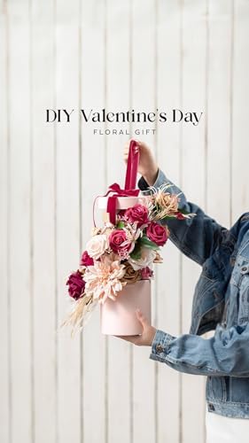 Ling's moment Fake Flowers Box, Faux Artificial Greenery Stems Foam Dahlia Gardenia Roses Silk Hydrangea Ranunculus Fabic Flower for Centerpieces Bouquet Wedding Vase, Hot Pink & Blush, Deluxe Combo - Image 5