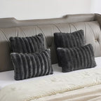 FUTEI Pack of 2 Faux Mink Fur Throw Pillow Covers 26x26 Inch, Dark Grey - Image 6