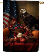 USA Thanksgiving Bald Eagle House Flag 28" x 40" Double Sided by AmericaForever