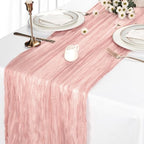 12 Pack Blush Pink Table Runner Cheesecloth 10Ft Gauze Cheese Cloth Table Runner 35x120 Inch Boho Sheer Rustic Fabric for Holiday Party Decor Baby Shower Wedding Decorations - Image 4