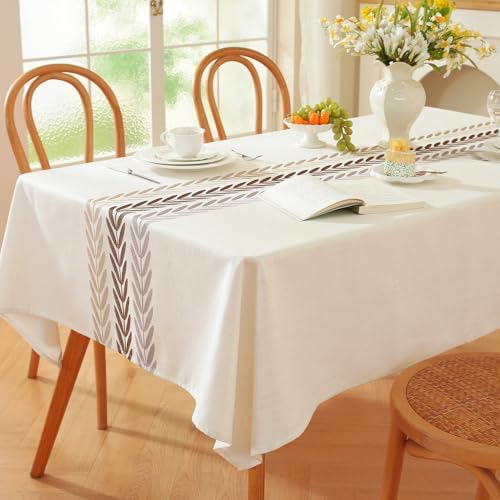 Zobesta Linen Tablecloths Rectanglar 86x53 Inch White Table Cloth - Image 2