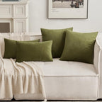 MIULEEVelvet Soft Euro Throw Pillow Covers 24x24 Inch Light Olive Green - Image 4