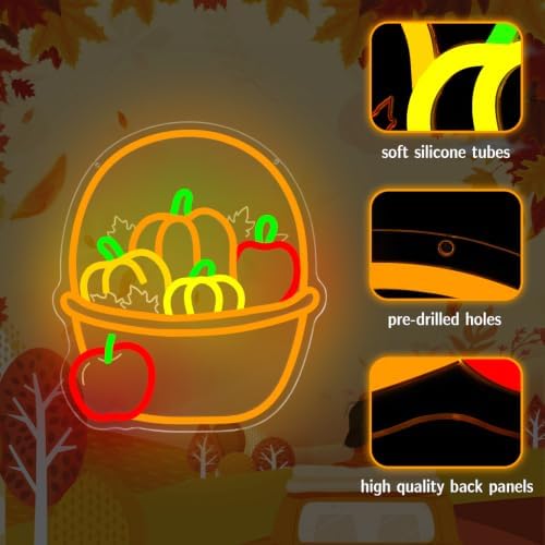 Thanksgiving Harvest Basket Neon Sign for Wall Decor Fall Led Neon Light - Image 4