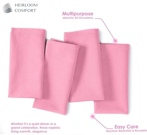 Pink Table Napkins, 17"x17" - Set of 12-100% Cotton, Durable, Absorbent, Soft, Washable - Ideal Hotel Quality Table Linen for Dinner, Rustic Weddings, Summer, Easter, Pink - Image 4