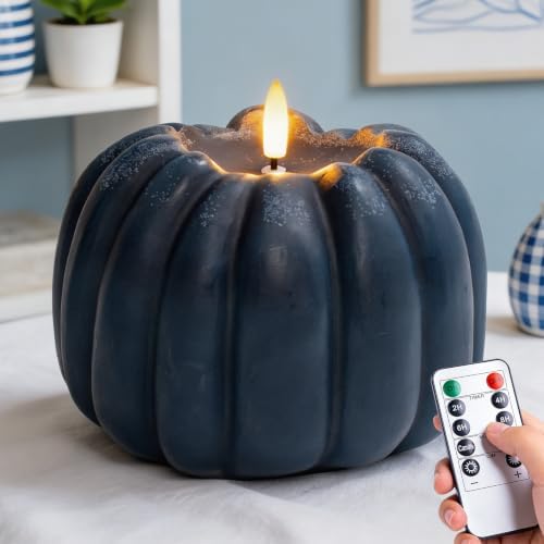 Blue Fall Decor, Fall Decorations for Home, Large Flameless Pumpkin Candle by ARIKJ