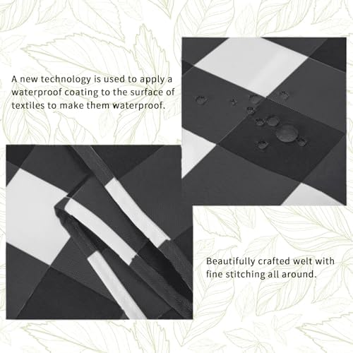Cupuamon Fabric Checkered Table Runner 12 Pack Waterproof Gingham Table Runner 14W x 108L Buffalo Check Table Runners for Parties Kitchen Dining Wedding Banquet (Black and White) - Image 2