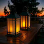 Bdor 13 Inch Outdoor Decorative Lanterns with LED Candle Timer 2 Pack Black - Image 3