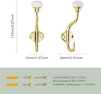 TUNNY Coat Hooks - 5 Pack Polished Gold Towel Hooks Robe Hooks Decorative Wall Hooks for Bathroom Bedroom Kitchen Towel Robe Clothes Cabinet Closet Bathroom Hardware - Image 3