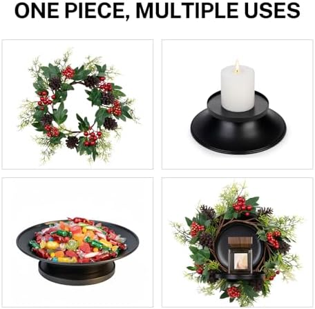 MOYEE Christmas Candle Holder Wreath Single 14 inch, Christmas Candle Ring - Image 4