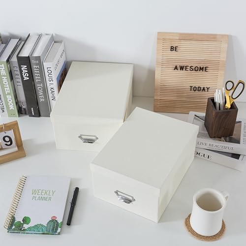 Soul & Lane - White Stacking Storage Boxes with Label Holders, Set of 2 - Image 5