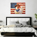 July 4th Patriotic Canvas Wall Art 4th of July USA Decorations Vintage American Flag Chicken Painting Roosters Chickens Picture Wall Decor Independence Day Home Decor 24x32in - Image 5