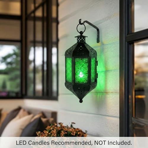 Vela Lanterns Hanging Moroccan Lamp - Exotic Decorative Patio & Porch Decor, Indoor Outdoor Tea Light Candle Lantern Holder with Chain (11" Medium, Assorted Colors, 6-Pack) - Image 4