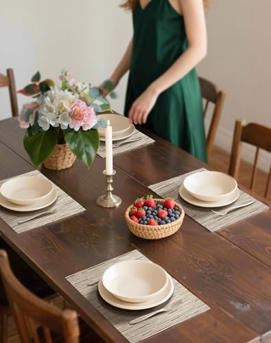 Leetaltree Light Brown Placemats Set of 24 - Heat Resistant Woven Vinyl - Image 5