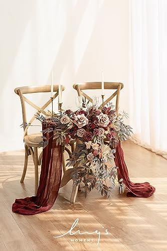 Ling's moment 2PCS Artificial Floral Swags, Burgundy & Dusty Rose - Image 2