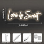 Love is Sweet Neon Sign, Warm White Romantic LED Wall Light Dimmable - Image 4