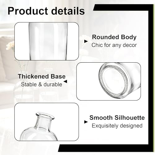Glass Bud Vases Set of 16, Clear Mini Flower Vases, Small Bud Vase in Bulk for Centerpiece, Vintage Decorative Bottle Vase for Wedding, Anniversary, Table Decor, Home Decoration - Image 3