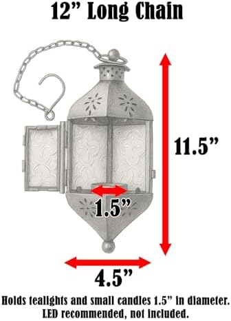 Vela Lanterns Hanging Moroccan Lamp - Exotic Decorative Patio & Porch Decor, Indoor Outdoor Tea Light Candle Lantern Holder with Chain (11" Medium, Assorted Colors, 6-Pack) - Image 2