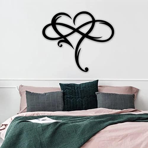 AOOLVY Infinity Heart Wall Decor, Unique Infinity Heart Metal Art Wall Decor Love Sign Steel Wall Plaques Bedroom Ornaments for Home Wedding Decor, Room Living Room Decoration (Black, 23.6x20.6inch) - Image 5