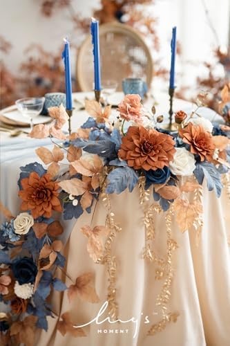 Ling's moment Navy Blue Artificial Flower Garland Wedding Arch 9 FT - Image 4