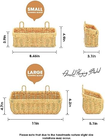 AceList Wall Hanging Basket, Boho Style Hand-Woven Hanging Storage Baskets - Set of 2, Ideal for Boho Room Decor, Kitchen, Garden, and Living Room - Image 2