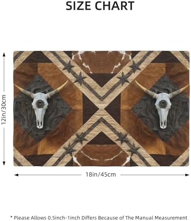 Western Cowboy Placemats Set of 6, Rustic Farmhouse Cow Skull Animal Decoration, Kitchen Dining Room Heat Resistant Non-Slip Table Runner, 12x18 Inches - Image 2