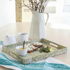 2 Pcs Serving Trays with Handles, Plastic Tray for Ottoman Coffee Table William Morris Decorative Large Rectangular Tray for Serving Living Room Home Tea Coffee Table Decor (Green,Dianthus) - Image 6