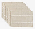Wracra Cotton Linen Place Mats, Coffee Embroidered Placemats Set of 8 by Wracra