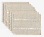 Wracra Cotton Linen Place Mats, Coffee Embroidered Placemats Set of 8 by Wracra